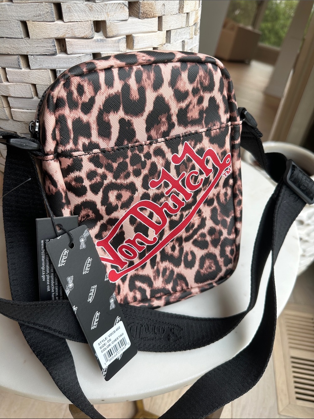 Von Dutch Pink and Black Leopard Print Mini Crossbody - Picture 2 of 4